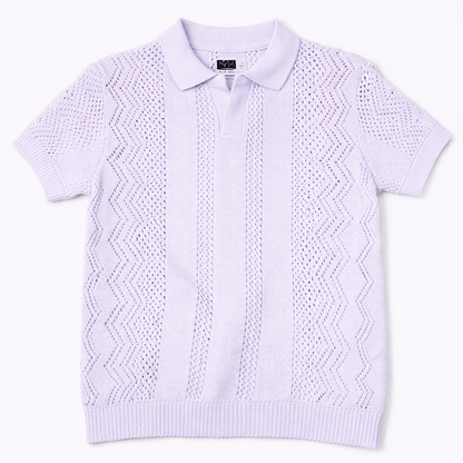 LILAC MARAIS KNIT POLO Camiseta Polo Tejida Color Lila para Hombre Estilo Resort y Contemporáneo