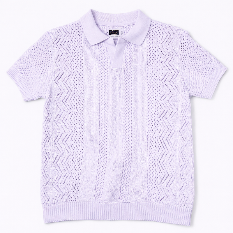 LILAC MARAIS KNIT POLO Camiseta Polo Tejida Color Lila para Hombre Estilo Resort y Contemporáneo
