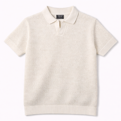 IVORY MARAIS KNIT POLO Camiseta Polo Tejida Color Ivory para Hombre Estilo Resort y Minimalista