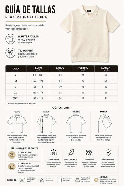 IVORY MARAIS KNIT POLO Camiseta Polo Tejida Color Ivory para Hombre Estilo Resort y Minimalista