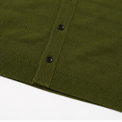 OLIVE MARAIS KNIT SHIRT Camisa Tejida Verde Olivo para Hombre Estilo Resort y Contemporáneo