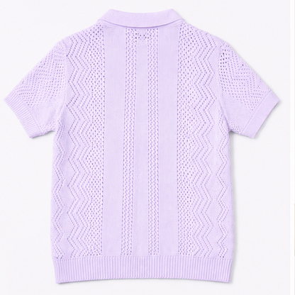 LILAC MARAIS KNIT POLO Camiseta Polo Tejida Color Lila para Hombre Estilo Resort y Contemporáneo