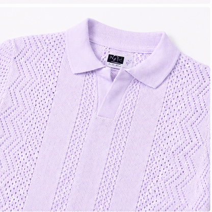 LILAC MARAIS KNIT POLO Camiseta Polo Tejida Color Lila para Hombre Estilo Resort y Contemporáneo