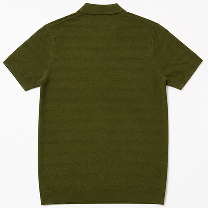 OLIVE MARAIS KNIT SHIRT Camisa Tejida Verde Olivo para Hombre Estilo Resort y Contemporáneo