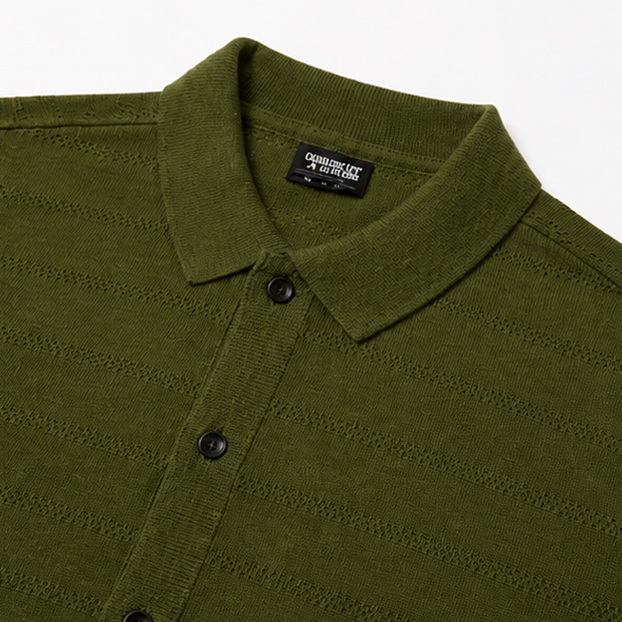 OLIVE MARAIS KNIT SHIRT Camisa Tejida Verde Olivo para Hombre Estilo Resort y Contemporáneo