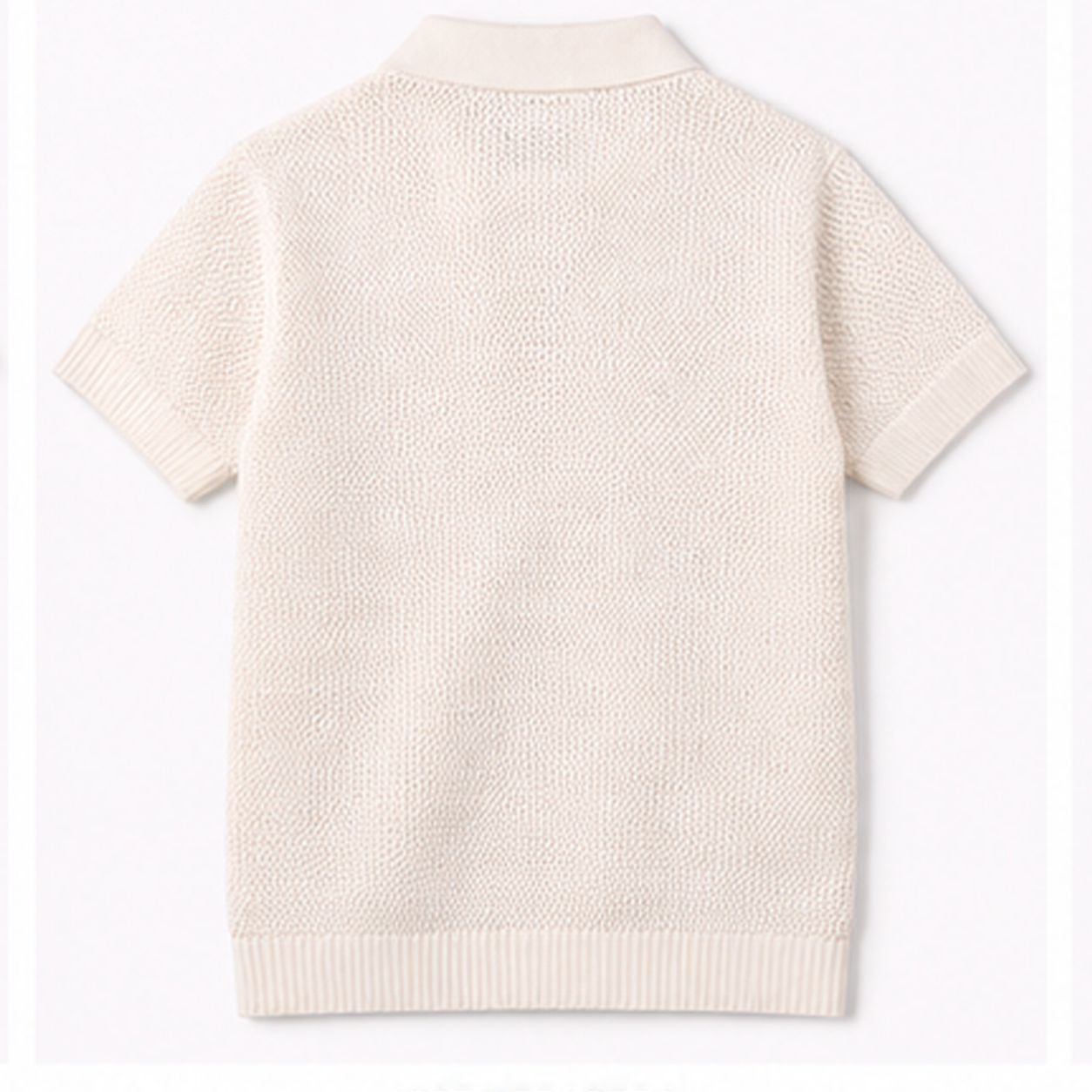 IVORY MARAIS KNIT POLO Camiseta Polo Tejida Color Ivory para Hombre Estilo Resort y Minimalista