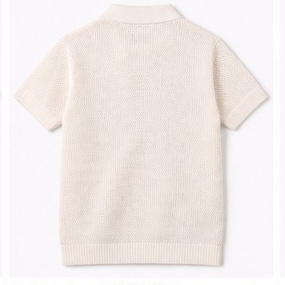 IVORY MARAIS KNIT POLO Camiseta Polo Tejida Color Ivory para Hombre Estilo Resort y Minimalista